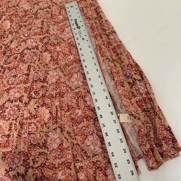 Free People Miorca Dress 2 Red Floral Maxi Strappy High Slit Beachy Boho Indie - Picture 15 of 16